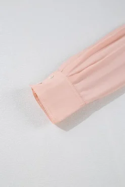 Best Dear-Lover Solid Color Flounce Hem Buttoned Turn Down Collar Dress Delicacy