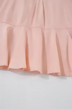 Best Dear-Lover Solid Color Flounce Hem Buttoned Turn Down Collar Dress Delicacy