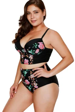 Discount Dear-Lover Delicate Floral Push Up High waisted swimsuits As shown