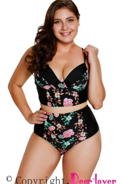 Discount Dear-Lover Delicate Floral Push Up High waisted swimsuits As shown