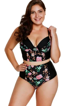 Discount Dear-Lover Delicate Floral Push Up High waisted swimsuits As shown