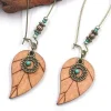 New Dear-Lover Western Turquoise Decor Leaf Shape Drop Earrings Desert Gold