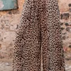 Outlet Dear-Lover Boho Leopard Wide Leg Pants Desert Palm