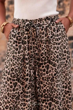 Outlet Dear-Lover Boho Leopard Wide Leg Pants Desert Palm