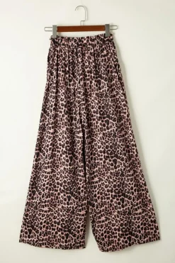 Outlet Dear-Lover Boho Leopard Wide Leg Pants Desert Palm