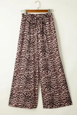 Outlet Dear-Lover Boho Leopard Wide Leg Pants Desert Palm