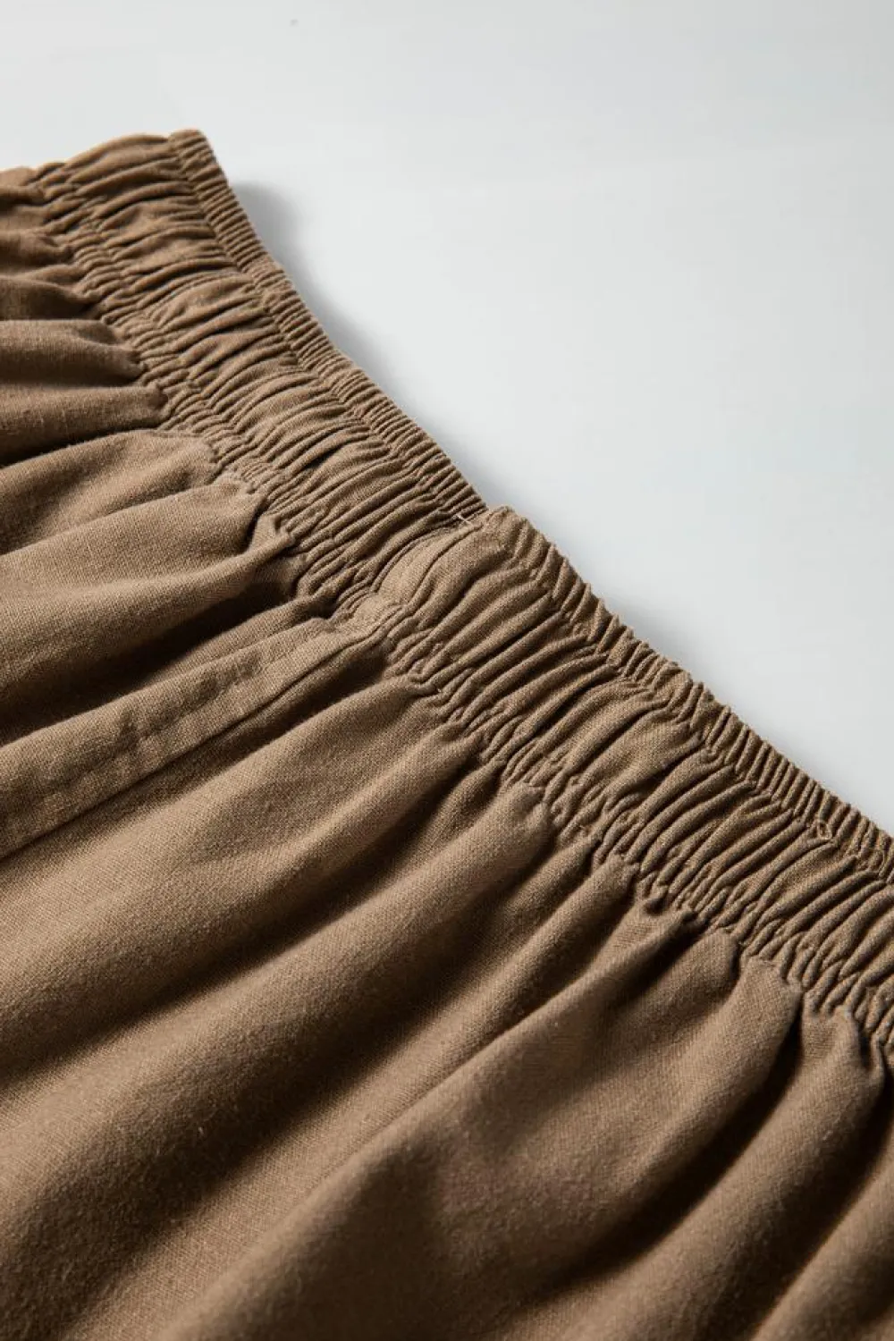 Hot Dear-Lover Cotton Linen Drawstring Waist Wide Leg Pants Desert Palm