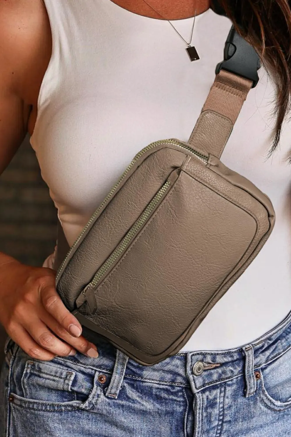 Outlet Dear-Lover Minimalist Multi-zipped Crossbody Bag Desert Palm