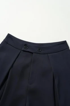 Best Dear-Lover Dual Buttoned High Waist Pleated Wide Leg Pants Dirty blue