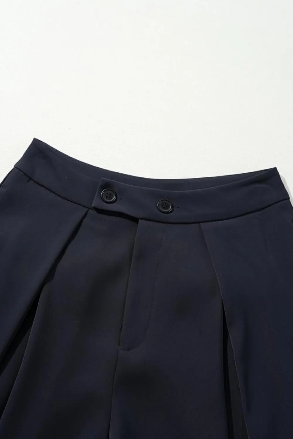 Best Dear-Lover Dual Buttoned High Waist Pleated Wide Leg Pants Dirty blue