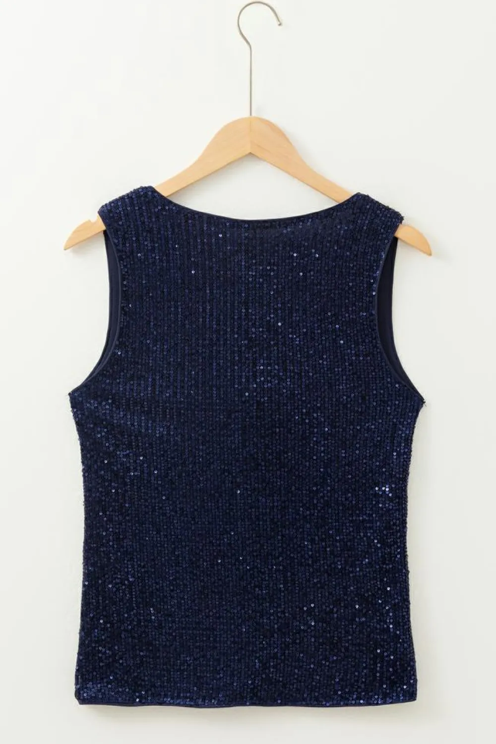 Discount Dear-Lover Sequined Deep V Neck Buttoned Tank Top Dirty blue