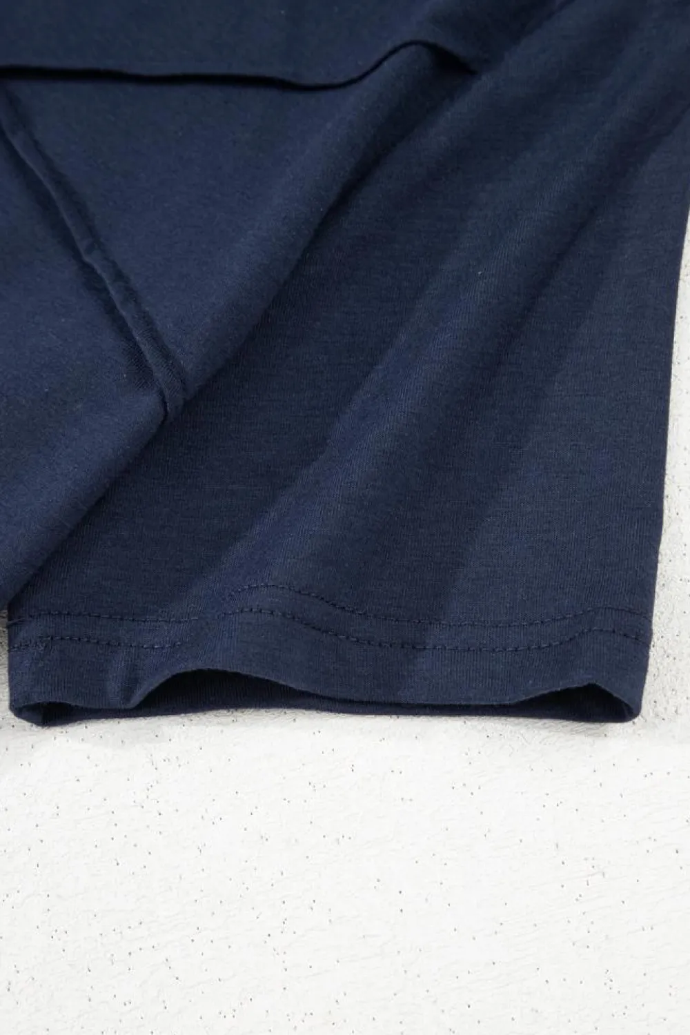 Hot Dear-Lover Solid Color Toothpick Stripe Round Neck T Shirt Dirty blue