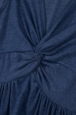 Online Dear-Lover Twisted Bust V Neck Sleeveless Dress Dirty blue
