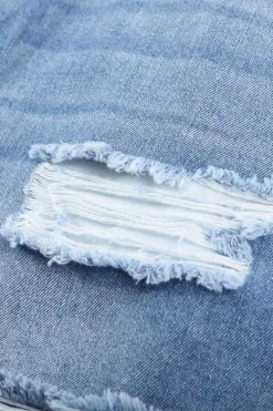 Outlet Dear-Lover Distressed Ripped Rolled Hem Denim Shorts Sky Blue