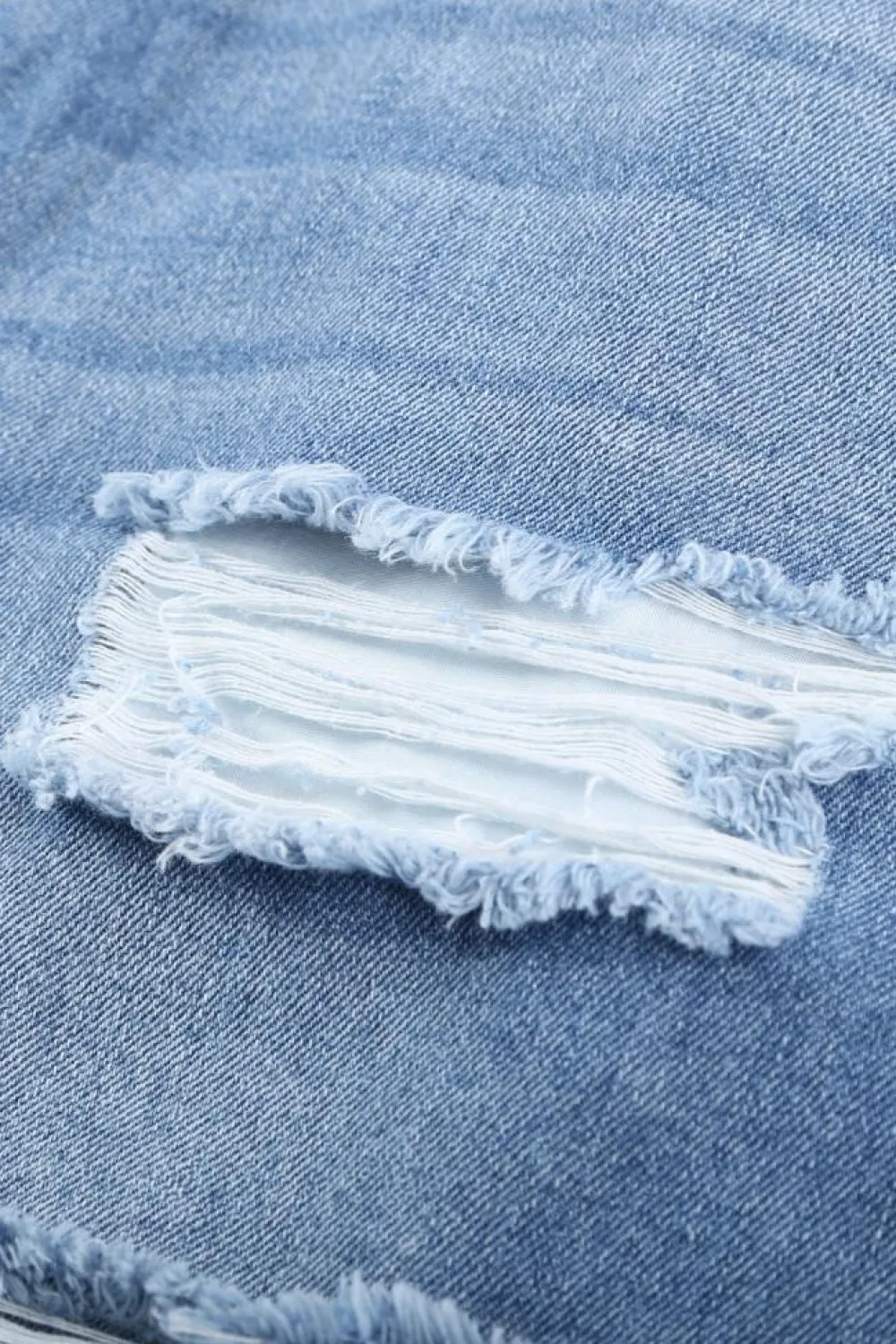 Outlet Dear-Lover Distressed Ripped Rolled Hem Denim Shorts Sky Blue