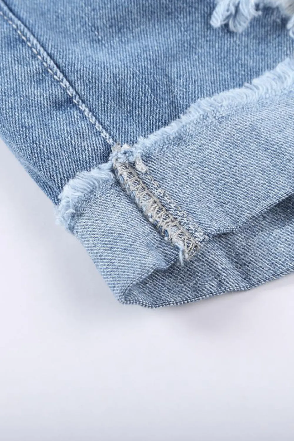 Outlet Dear-Lover Distressed Ripped Rolled Hem Denim Shorts Sky Blue