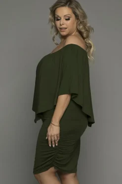 Online Dear-Lover Dressing Layered Army Mini Poncho Dress Green