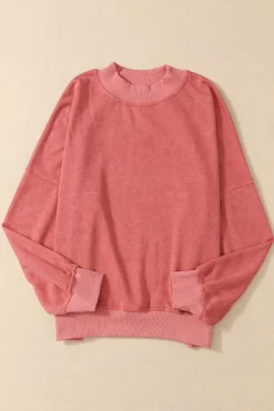 Hot Dear-Lover Drop Shoulder Crew Neck Pullover Sweatshirt Fiery Red