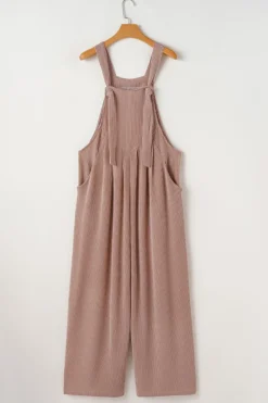 Discount Dear-Lover Corded Adjustable Straps Wide Leg Loose Overall DUNE