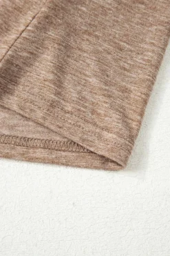 Sale Dear-Lover Solid Colour V-Neck Double Layer Sleeve Loose T-Shirt DUNE