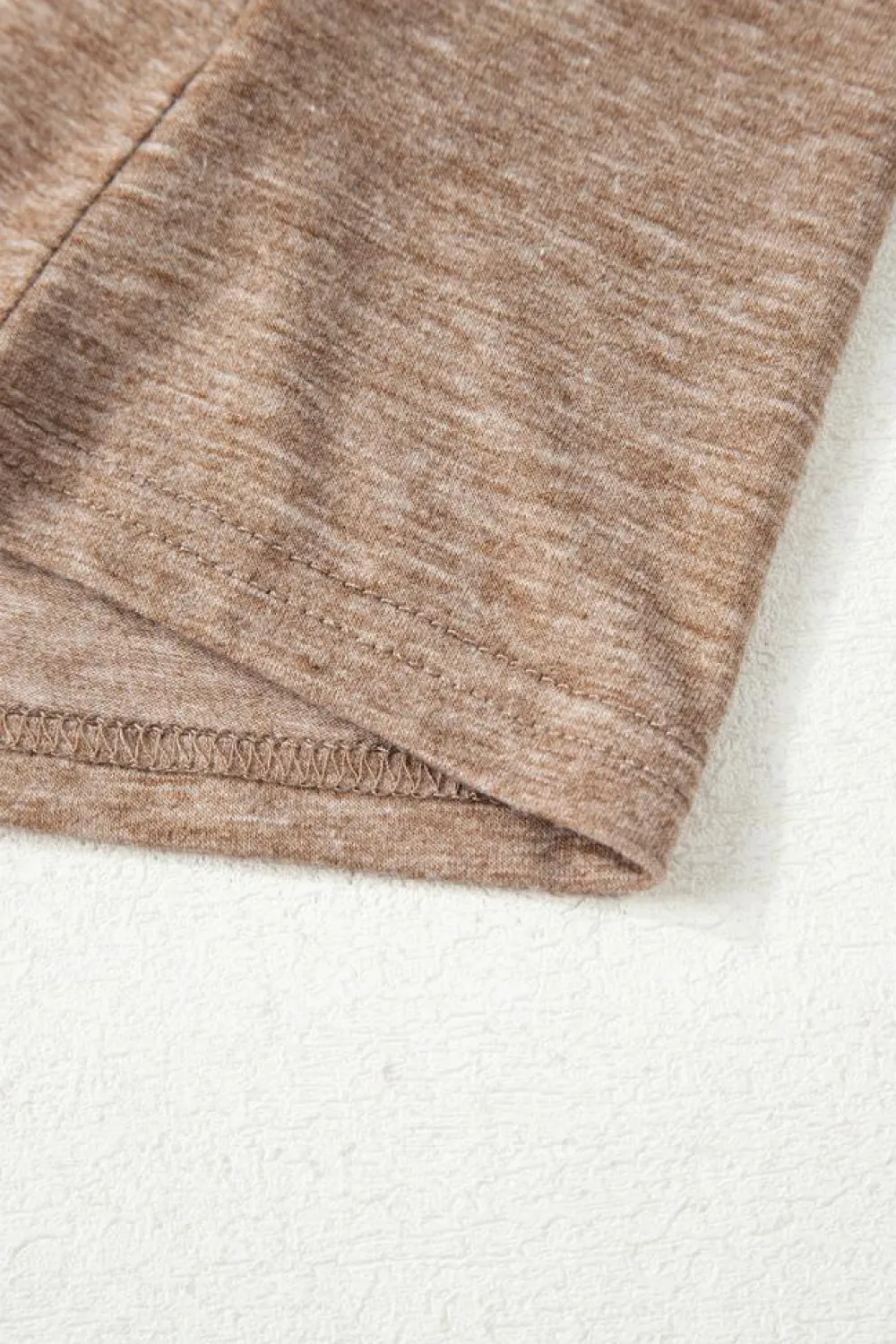 Sale Dear-Lover Solid Colour V-Neck Double Layer Sleeve Loose T-Shirt DUNE