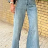 Discount Dear-Lover Acid Wash Extra Wide Leg High Waist Long Jeans Dusk Blue