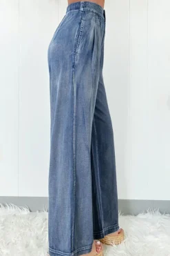 New Dear-Lover Acid Wash Wide Leg High Waist Jeans Dusk Blue