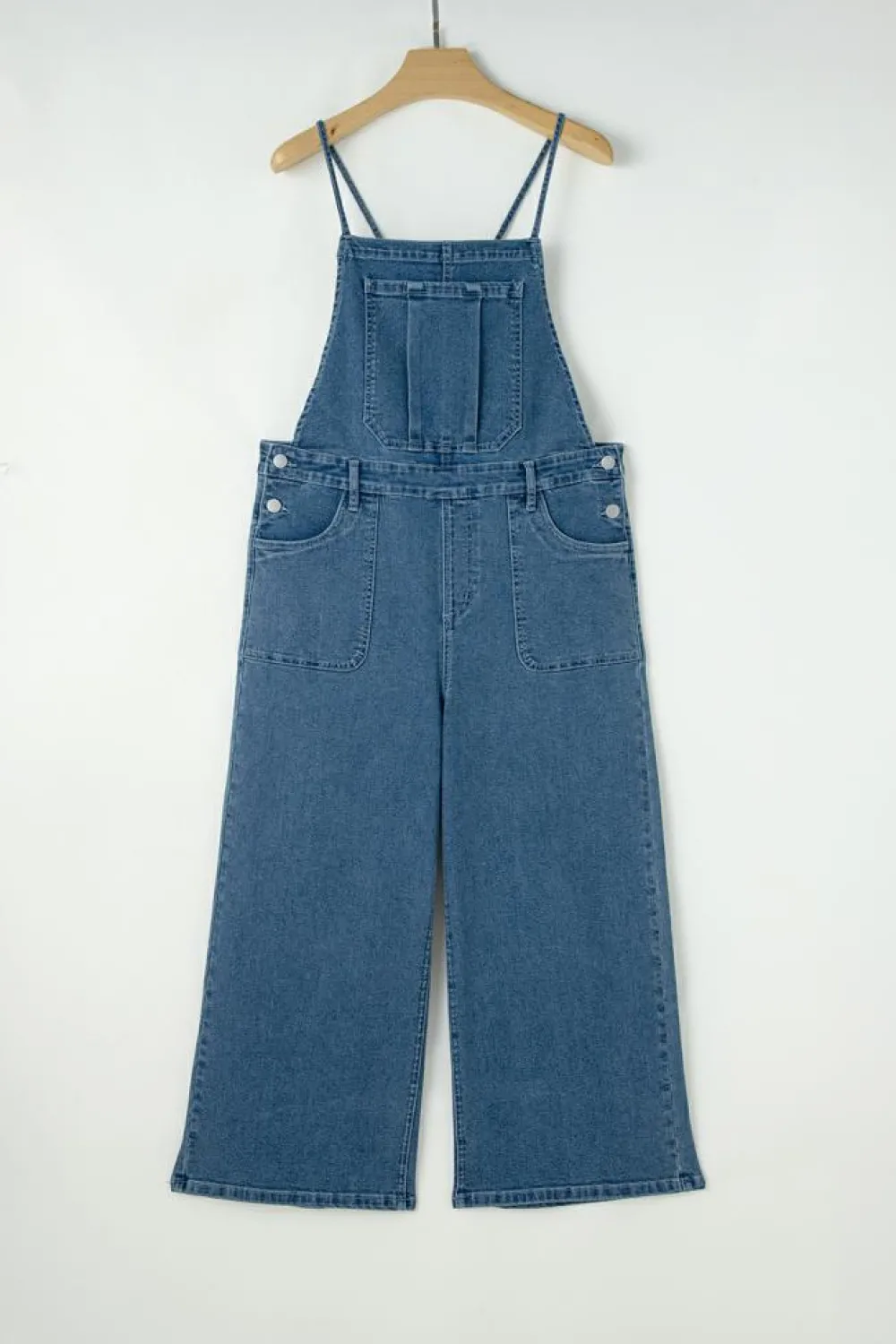 Discount Dear-Lover Adjustable Tie Straps Cropped Wide Leg Denim Overalls Dusk Blue