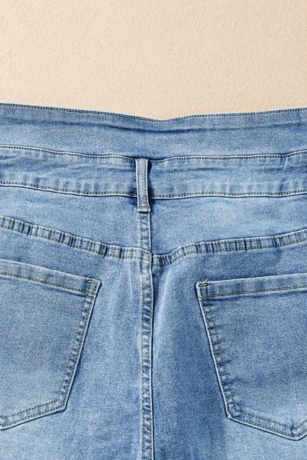 Hot Dear-Lover Button Fly High Waist Roll Edge Denim Shorts Dusk Blue