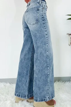 Hot Dear-Lover Central Seamed Wide Leg High Waist Jeans Dusk Blue