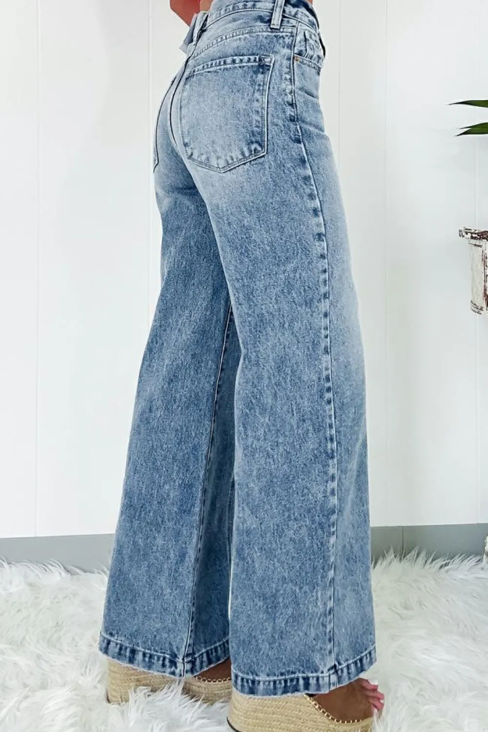 Hot Dear-Lover Central Seamed Wide Leg High Waist Jeans Dusk Blue