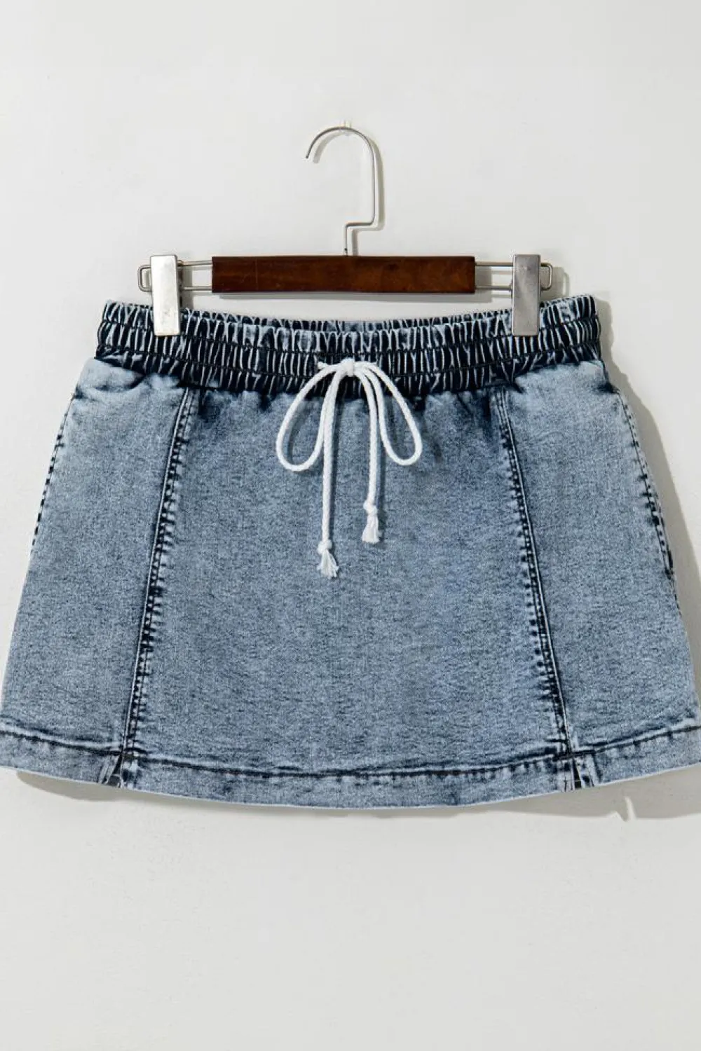 New Dear-Lover Drawstring High Waist Pocketed Denim Shorts Dusk Blue