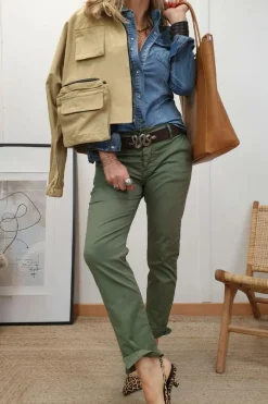Hot Dear-Lover Flap Pockets Slim Buttoned Denim Shirt Dusk Blue