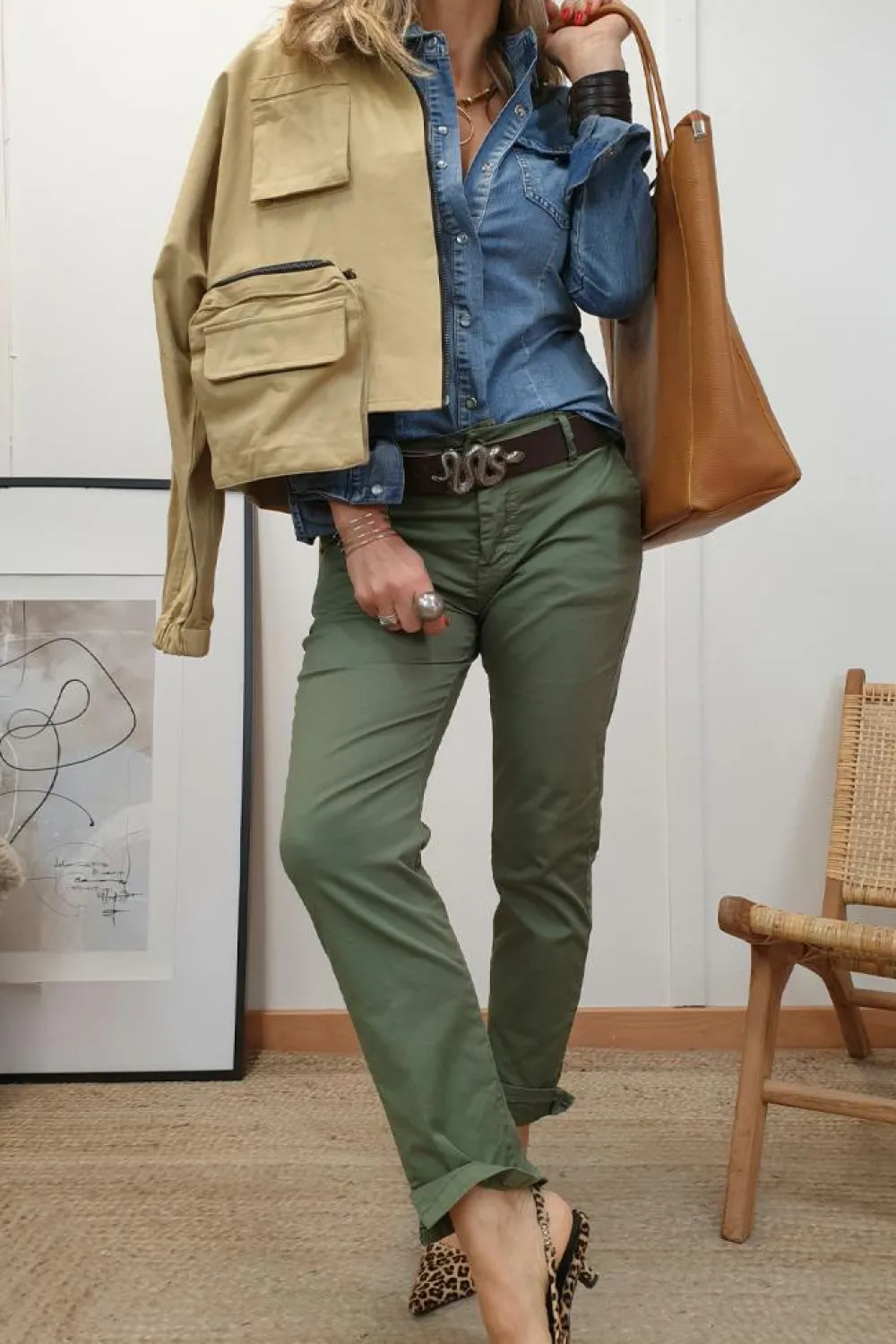 Hot Dear-Lover Flap Pockets Slim Buttoned Denim Shirt Dusk Blue