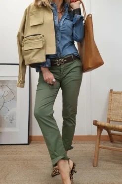 Hot Dear-Lover Flap Pockets Slim Buttoned Denim Shirt Dusk Blue