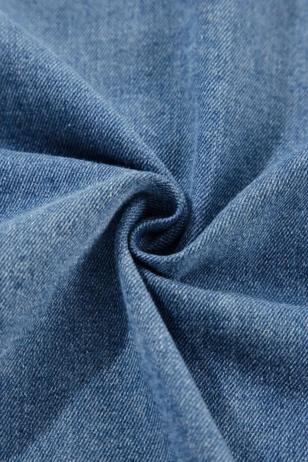Hot Dear-Lover Flap Pockets Slim Buttoned Denim Shirt Dusk Blue