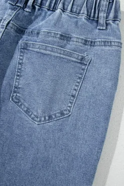 Fashion Dear-Lover Foiled Star Patchwork Straight Leg Loose Jeans Dusk Blue