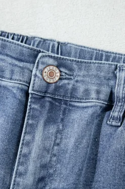 Fashion Dear-Lover Foiled Star Patchwork Straight Leg Loose Jeans Dusk Blue