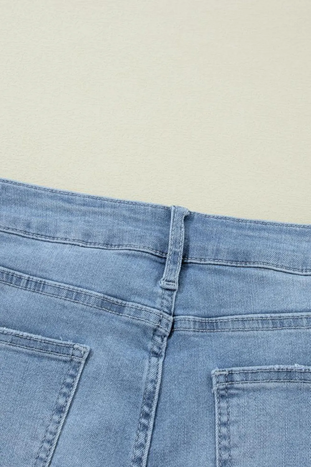 Fashion Dear-Lover High Rise Asymmetric Button Zip Fly Ripped Jeans Dusk Blue