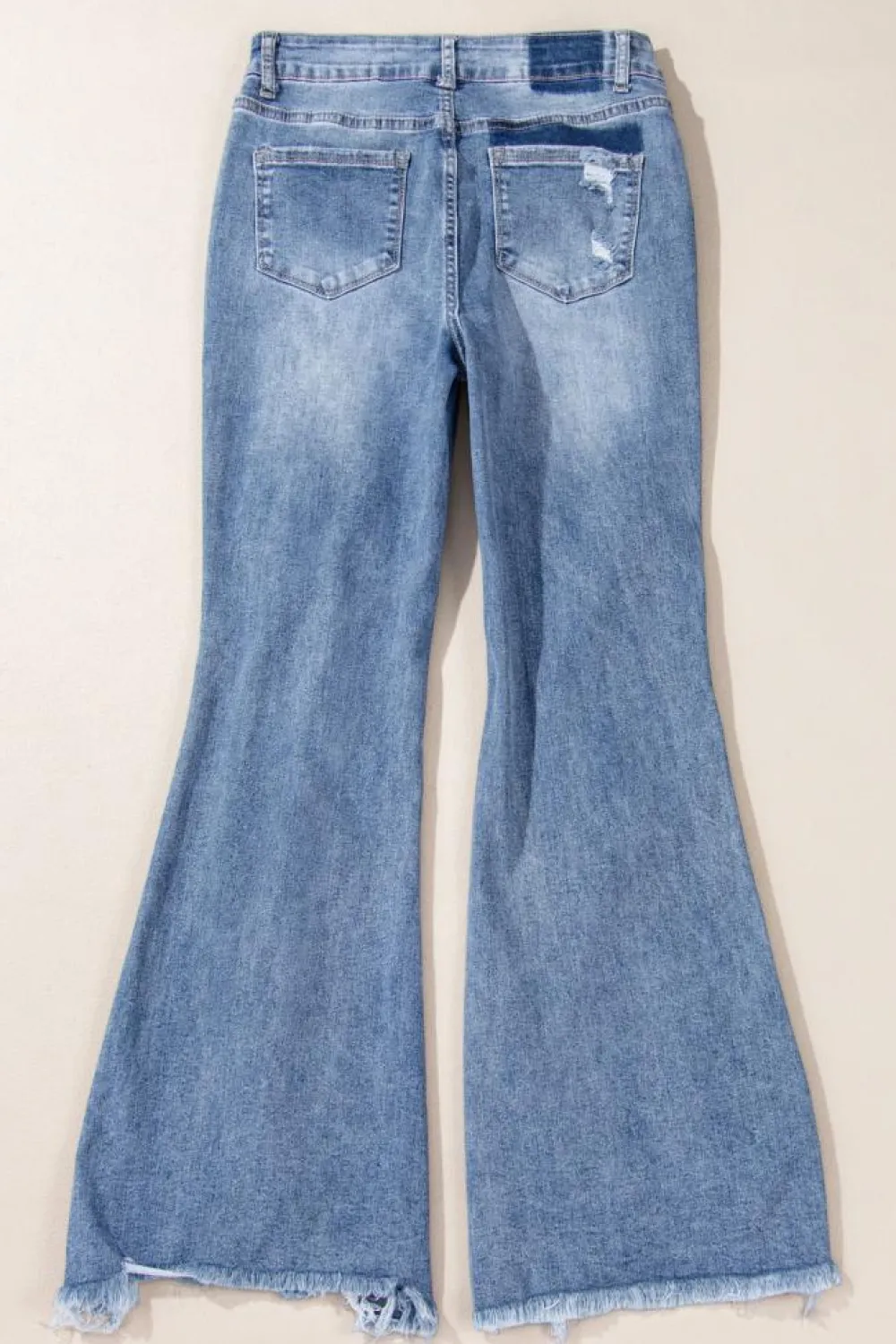 Sale Dear-Lover High Rise Ripped Distressed Hem Flared Jeans Dusk Blue