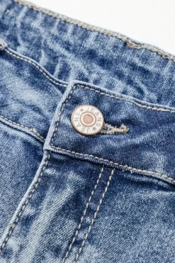 Sale Dear-Lover High Rise Ripped Distressed Hem Flared Jeans Dusk Blue