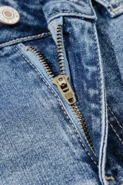 Sale Dear-Lover High Rise Ripped Distressed Hem Flared Jeans Dusk Blue