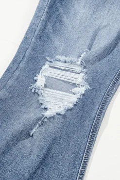 Sale Dear-Lover High Rise Ripped Distressed Hem Flared Jeans Dusk Blue