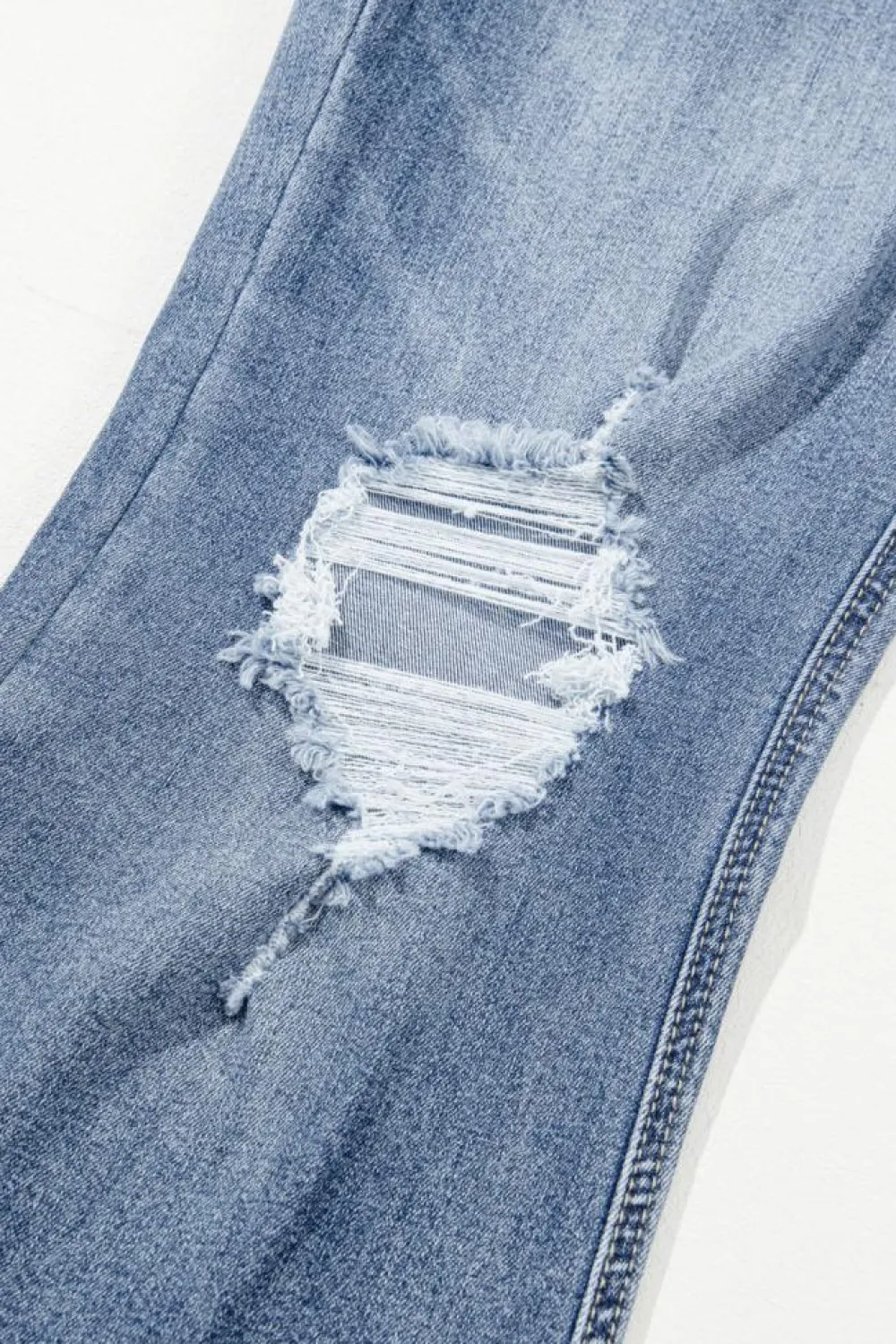 Sale Dear-Lover High Rise Ripped Distressed Hem Flared Jeans Dusk Blue