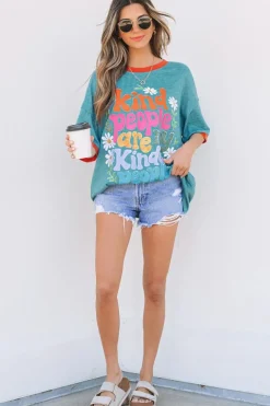 Sale Dear-Lover Kind People are My Kind People Graphic Oversized Tee Dusk Blue