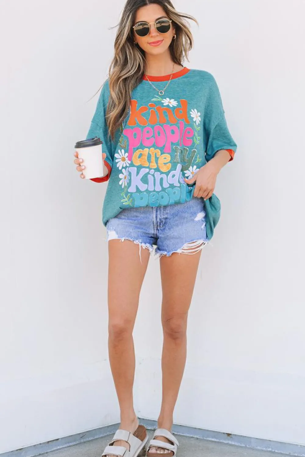 Sale Dear-Lover Kind People are My Kind People Graphic Oversized Tee Dusk Blue