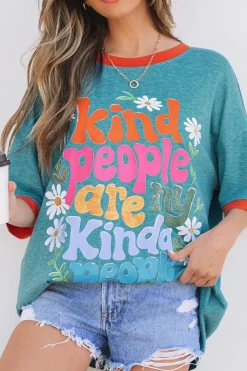 Sale Dear-Lover Kind People are My Kind People Graphic Oversized Tee Dusk Blue