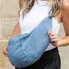 Clearance Dear-Lover Large Capacity Denim Crossbody Bag Dusk Blue