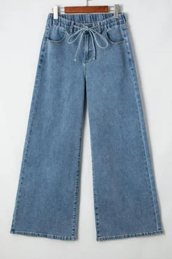 Clearance Dear-Lover Medium Wash Super Wide Leg Denim Pants Dusk Blue