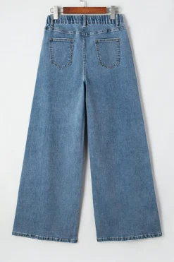Clearance Dear-Lover Medium Wash Super Wide Leg Denim Pants Dusk Blue